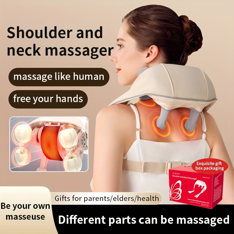 

Shiatsu Shoulder And Neck Massager With Heat Electric Acupressure Neck Massager Gift For Parents/ Elders/ Health/ Women/ Men Deep Kneading Massage Like Human To Free Your Hand