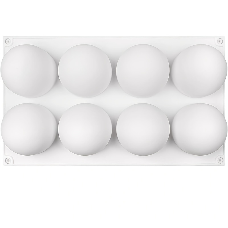 Silicone Baking Mold, 8- 3d Spherical Mold (1pc, Ball, White)