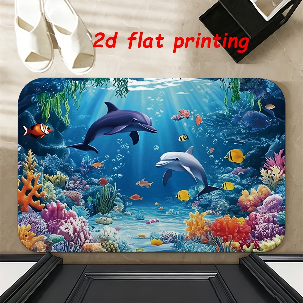 TEMU 2d Flat Printing Doormat, 1pc Entrance Floor Mat - Flannel Material | Washable, Durable, Suitable For Entrance Floor Mats, 2d Flat