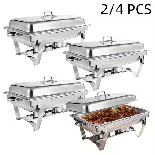 9l chafing dishes 2 4pcs high premium stainless steel complete set rectangular chafing dish buffet set heating and cooling chafing dish for banquet buffet party wedding cooking