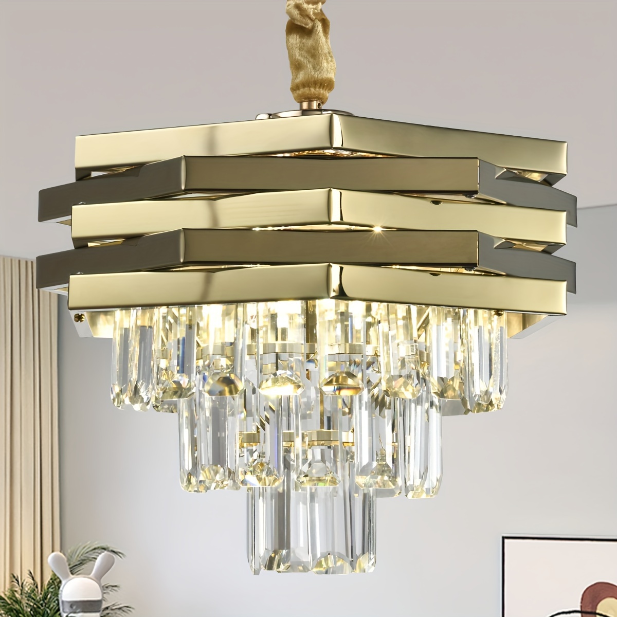 Gold round deals chandelier