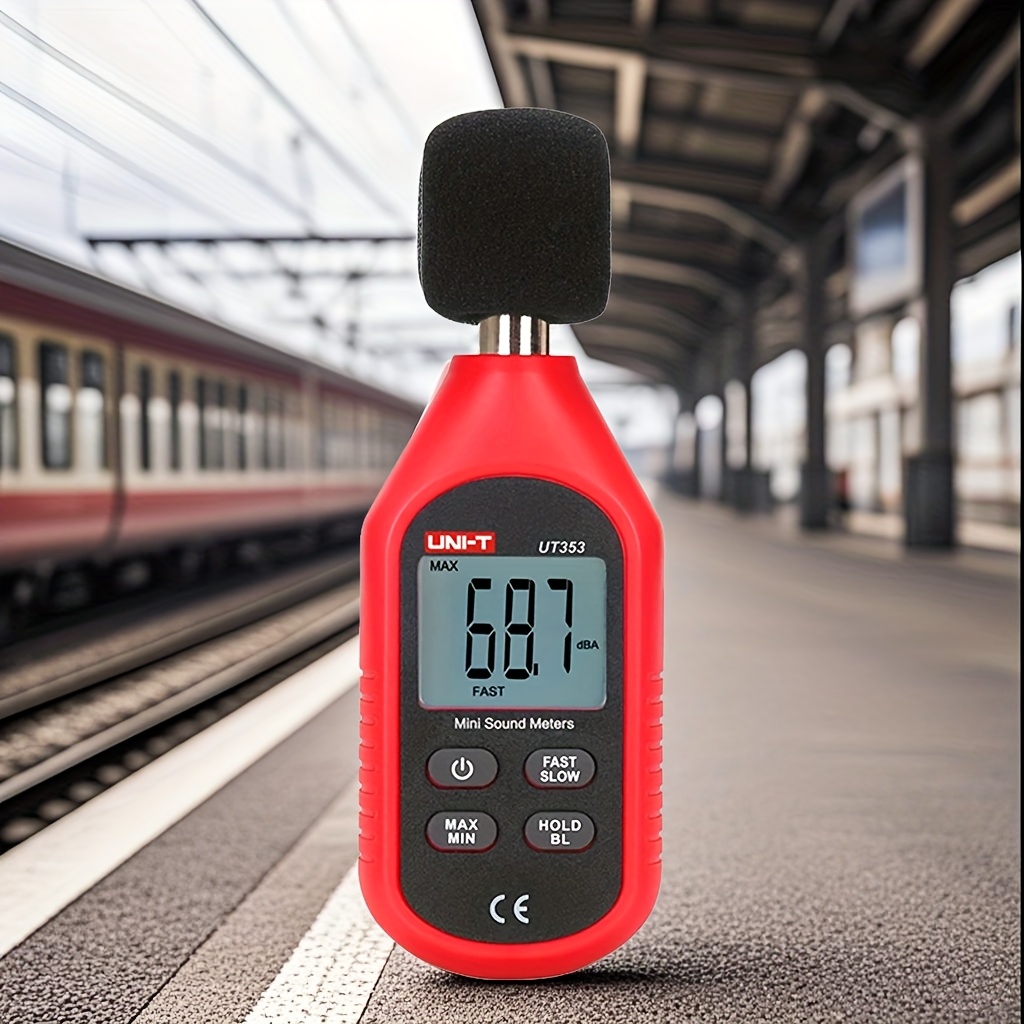 Medidor de nivel de sonido digital profesional UNI-T UT353, rango de 30-130 dB, precisión de 0.01 dB, pantalla LCD con retroiluminación, función de retención de máximo/mínimo, diseño compacto para pruebas de calidad de audio, monitoreo ambiental, uso en oficina, hogar, biblioteca, medidor de ruido para casa y oficina, instrumento moderno, plástico duradero - Imagen 6