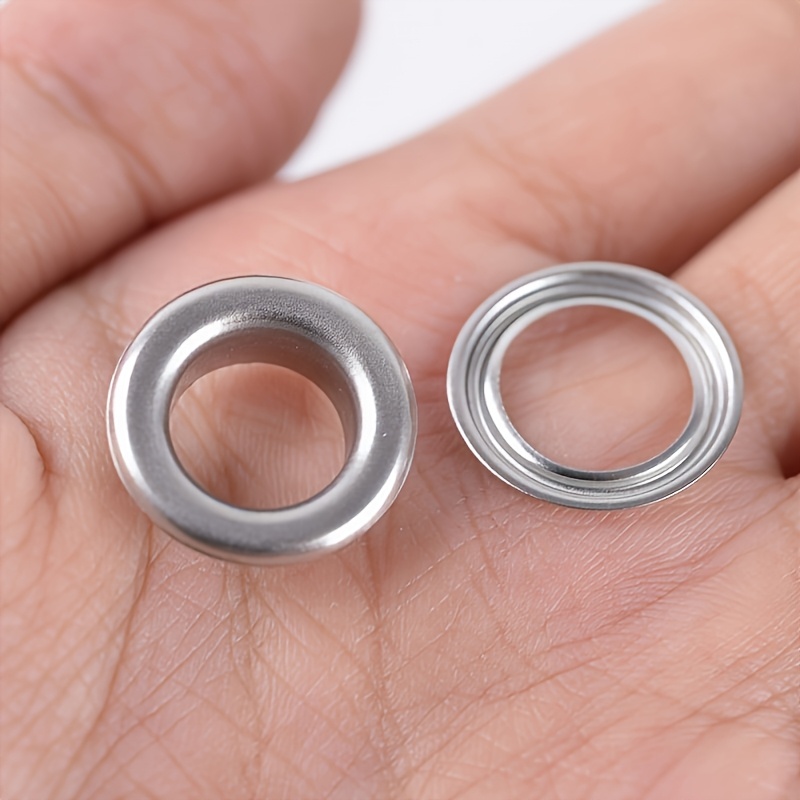 100 Sets/200pcs 304 Stainless Steel 3/8" (10mm) Grommet Tool, Silvery Color Grommet Eyelet With Washer Fit For Leather Craft Shoes Belt Cap