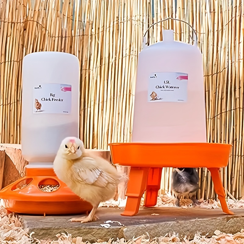 

1 Pack, Chick Feeder And Waterer Kit 1l Chick Feeder And 1.5l Chick Waterer | Chicken Feeder And Hanging Chicken Waterer | Duck Feeder, Quail Feeder, Starter Kit Baby Chicken Feeder And Waterer Set
