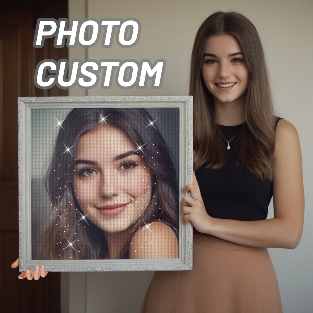 

Custom 40x40cm Personalized 5d Diamond Art Painting Kit, Diy Round Diamond Embroidery Photo Customization, Full Drill Diamond Arts Craft For Adults, Complete Set With Accessories And Tools