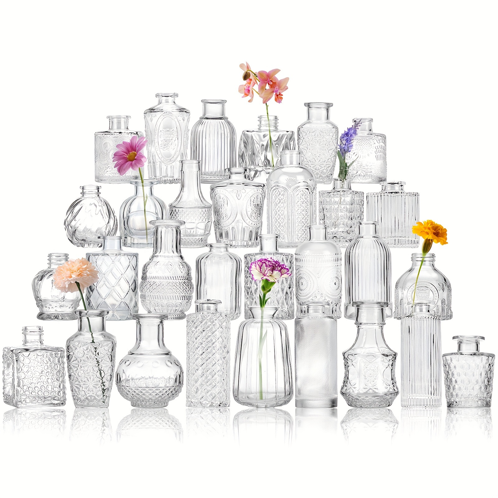 

30pcs/14pcs Glass Bud Vases In Bulk, Small Vases For Centerpieces, Flower Vases For Flowers In Bulk For Rustic Wedding Home Table Decorations, Multiple Sizes, Christmas Decoration