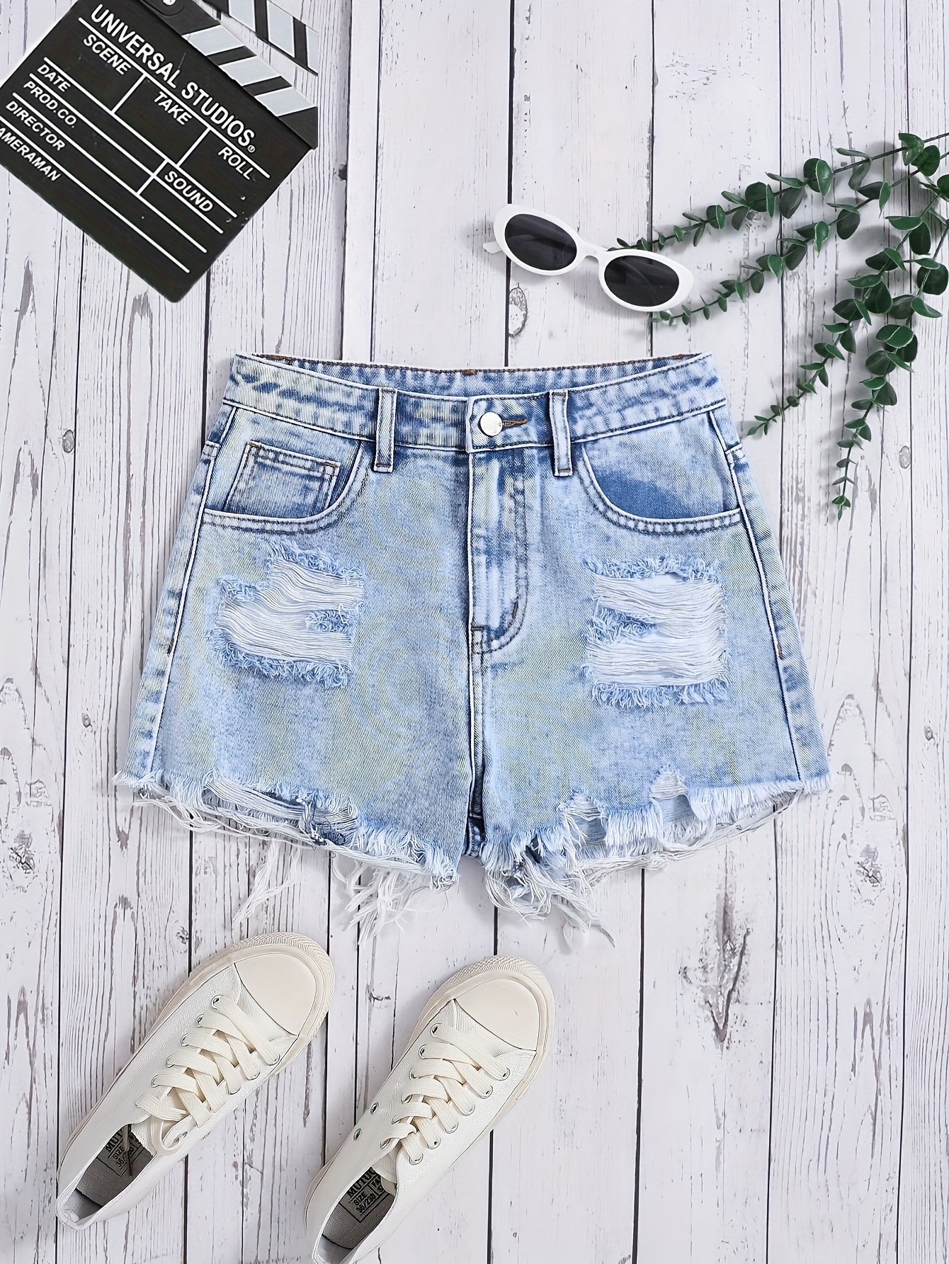 Girls' Jeans Non-Stretchy Vintage washed denim, Loose Fit Shorts with,  Machine Washable for Teens 13-16 Years Old Everyday Special Occasions 