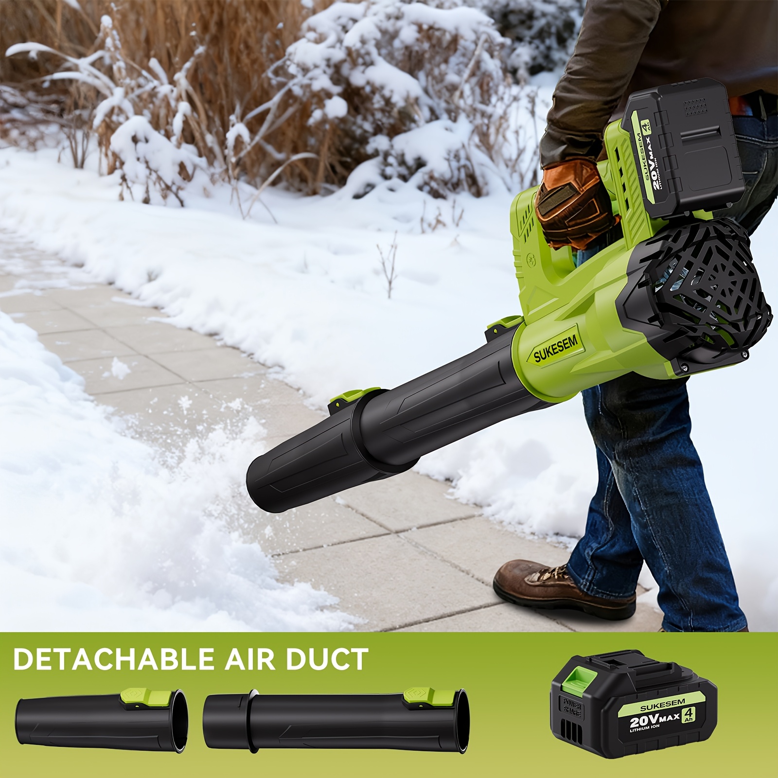 TEMU Dryer, Electric Wireless Snow Blower | 20v/4.0ah Battery, High-pressure Air Dryer, Handheld Machine, Plastic Material, Rechargeable Lithium