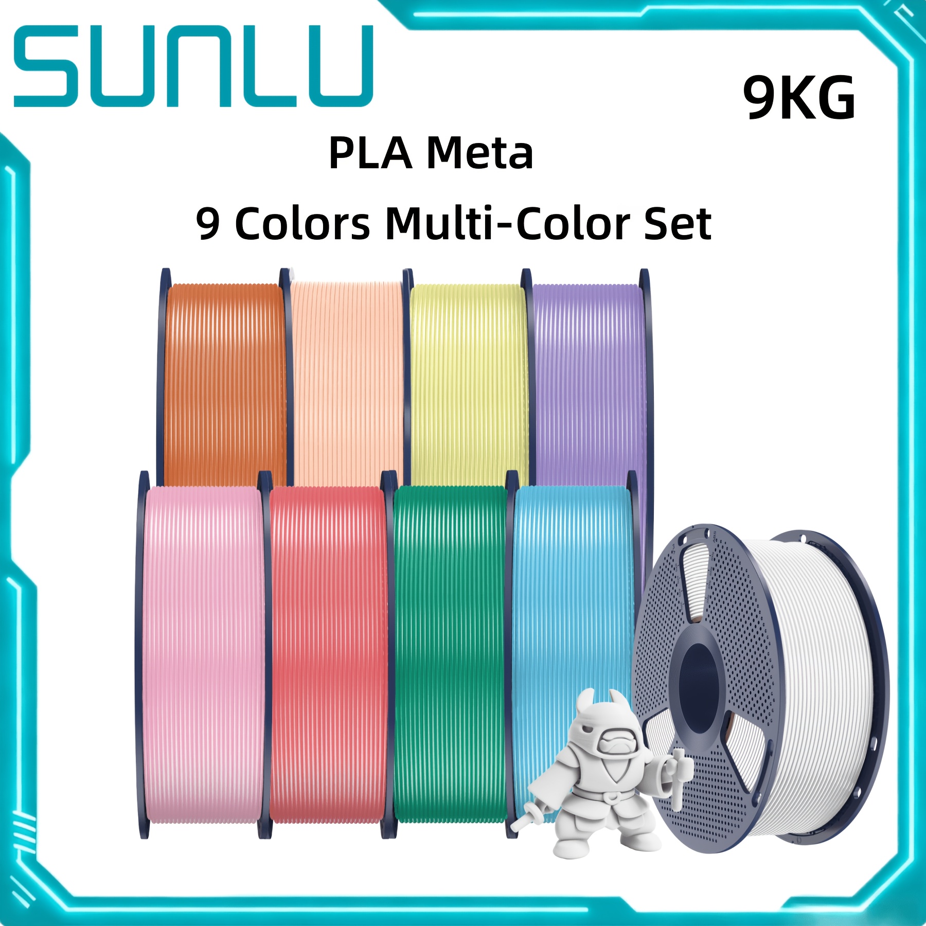 Image of Sunlu Pla Filament, 9kg Pla Macaron Colors 3d Printer Filament 1.75mm, Wound 3d Filament, Dimensional Accuracy +/- 0.02mm, , Beige, Lemon Yellow, Taro Purple, , Cherry Red, Mint Green, Sky Blue, White