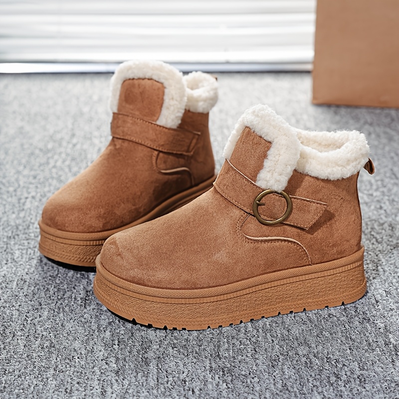 TEMU Women's Winter Thermal Plush-lined Boots, Ankle Boots, Women Shoes