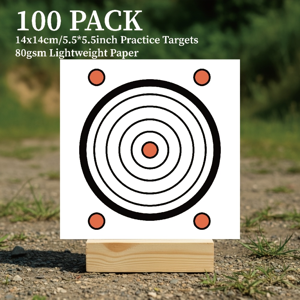 E-shop 14X14Cm/5.5 X 5.5Inch Standardgröße Übung Zielpapier 100 Stück, 80Gsm Leichte Schießblöcke