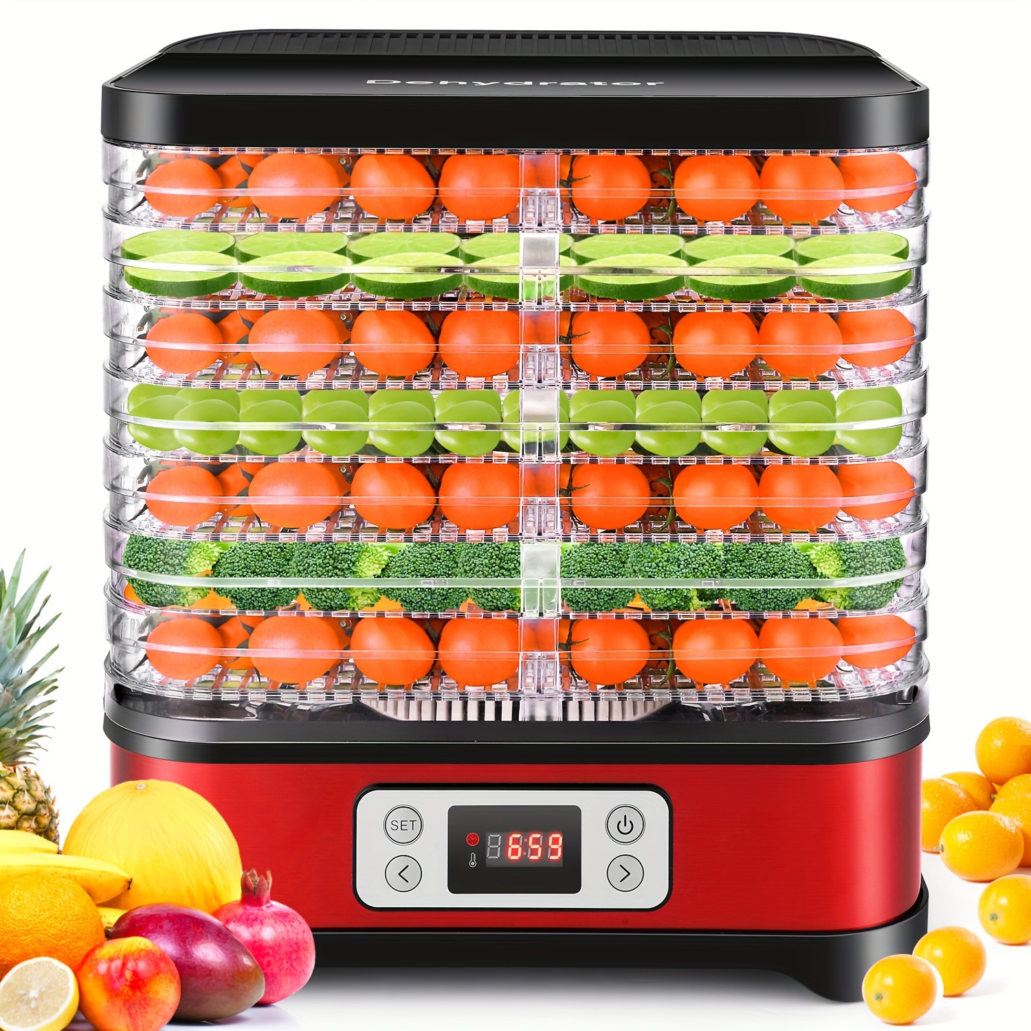 

8- 400w Dehydrator And , (95ºf-158ºf), 720° All- , For Drying , Fruits, Vegetables, , And Meat, Bpa-free