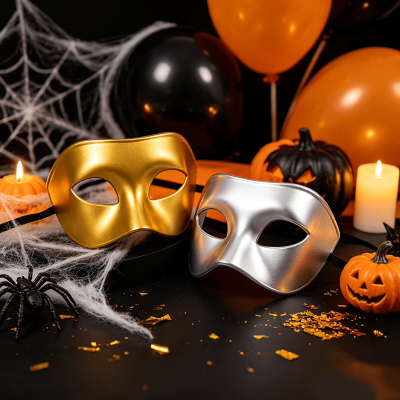 4-pack Masquerade Mask Party Set, Golden and Silvery