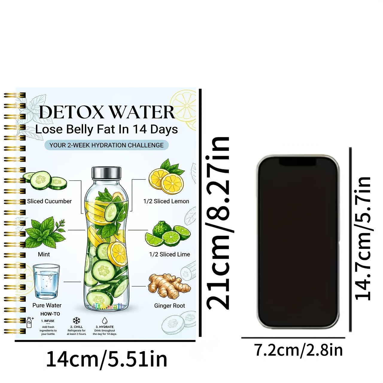 TEMU 1pc Tummy Toning Spiral Notebook | 5.5 X 8.3 Inches | Designed For On Belly Fat Reduction And Fasting, A Practical Gift For A 2-week Slimming