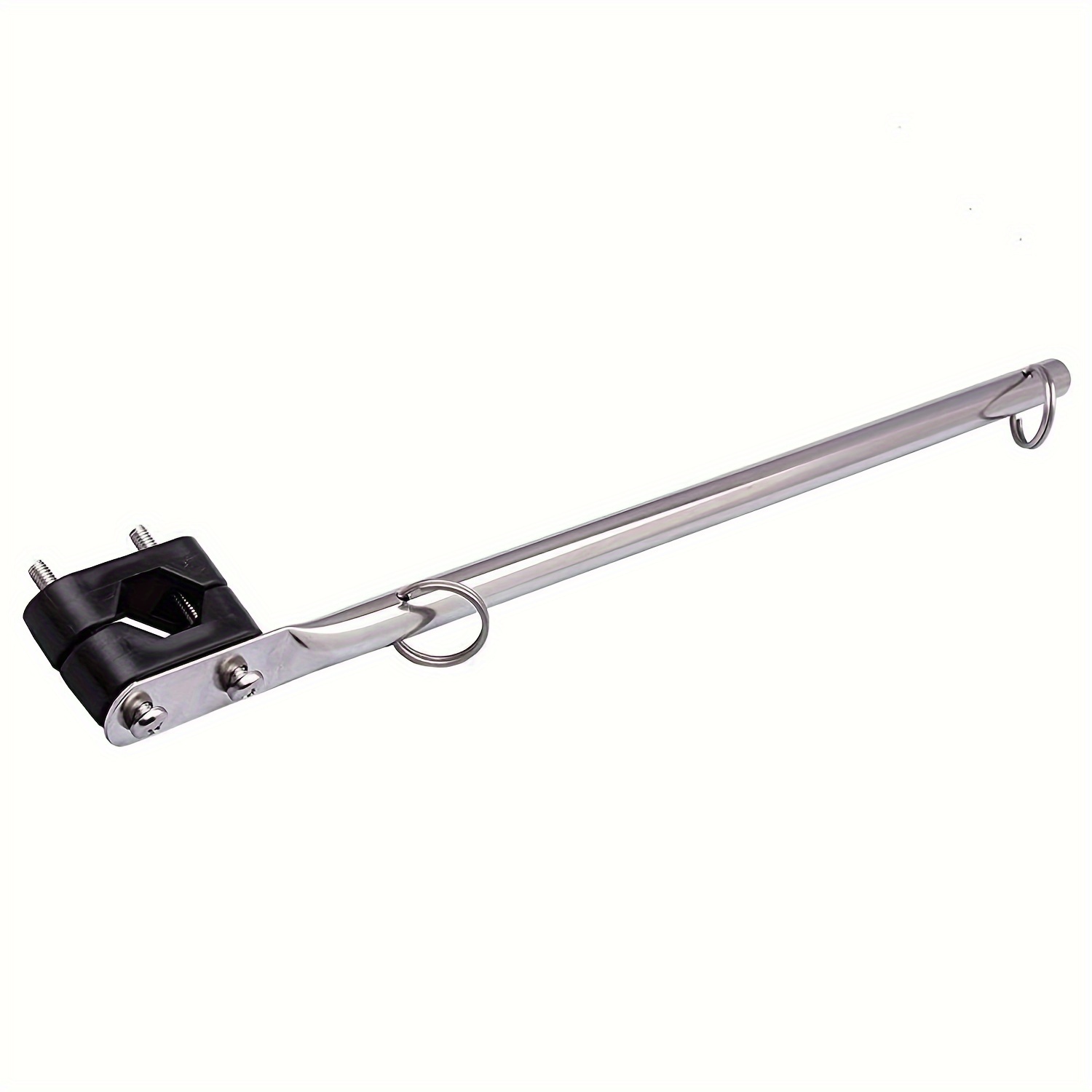 Premium Stainless Steel Yacht Sailboat Flag Pole Black Nylon Tube Clip Marine Rail Mount Flagpole Fits 7/8 Inch - 1 Inch Rails