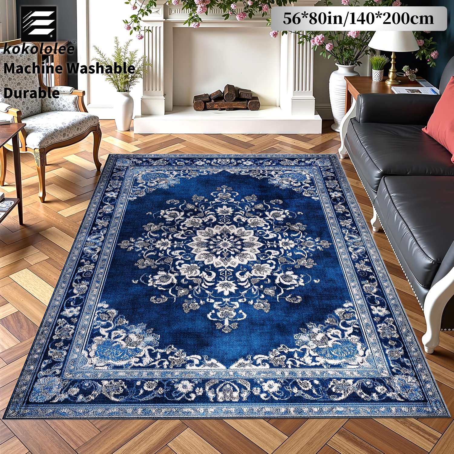 TEMU 1pc Kokololee Luxurious Soft Area Rug - Washable - Durable Polyester, Suitable For Living Room, Bedroom, Office, Entrance - Rectangular