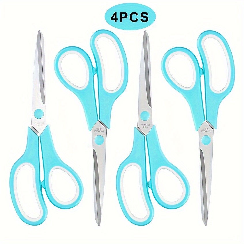 

4-pack Stainless Steel Scissors Set 8.5-inch - Sharp Blades With Comfort Grip Handles For Office, Sewing, And Crafting, Suitable For Ages 14+