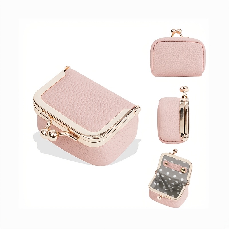 TEMU Small Diamond Ring Jewelry Bag Mini Ring Necklace Earrings Jewelry Box, Lychee Pattern Women' Purse, Portable Coin Purse