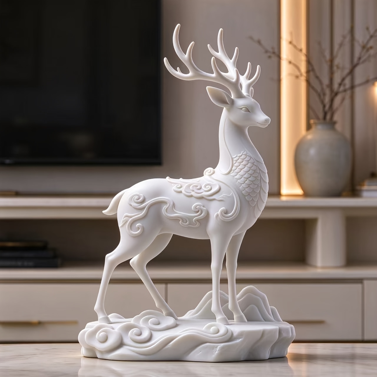 TEMU Oriental Clouds & Sculpture Statue - D3d Printed Miniature Collectible Figurine, Suitable For Office Temple Altar Decor, / Plastic Ornament Gift