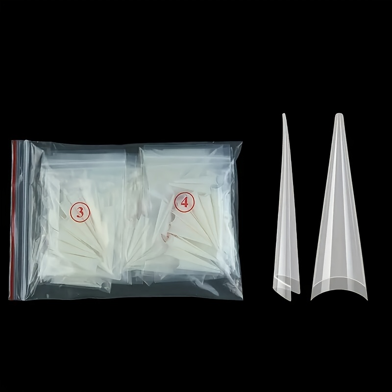 504pcs Bagged Pointed Stiletto False Nails Xxl Long Sharp Ends Full Cover Nail Tips Set, Salon Nail Art, Clear Plain Design