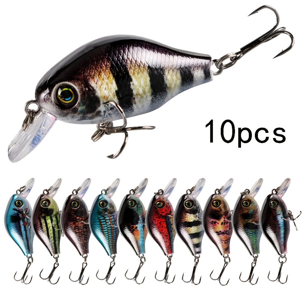 

10pcs Japan Fishing Tackle 55mm 8g ABS Matériau Crankbait Lures, 3D Yeux Flottant Artificiel Plastique Dur Bait pour Truite Bass Pike