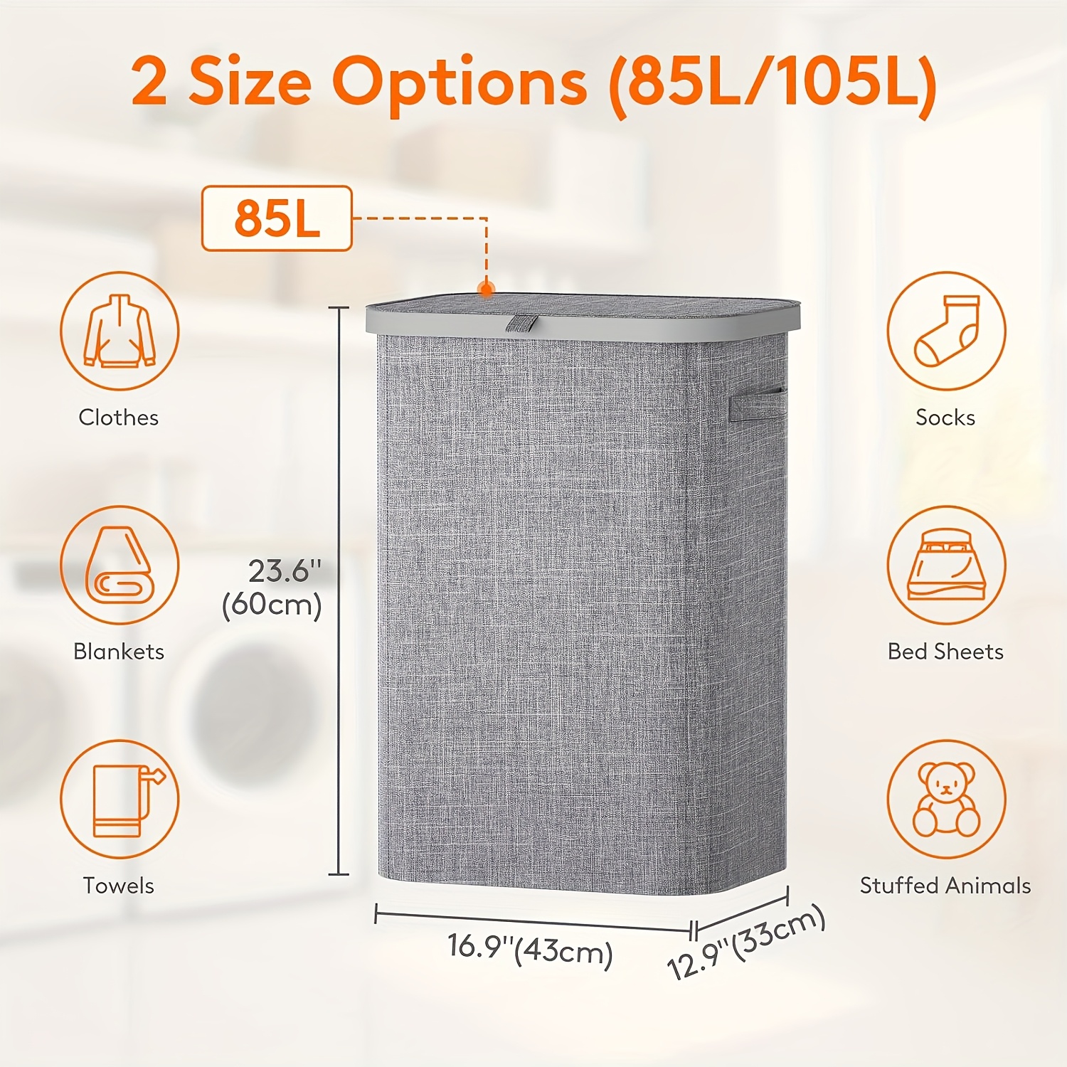 1pc luxury 85l 105l   laundry hamper with plastic handles and removable laundry bag multi functional freestanding laundry basket foldable tall dirty clothes hamper large capacity storage basket side handles removable liner premium