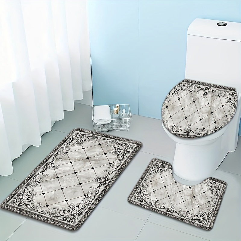 

3pcs Luxury Bathroom Rug Set - Ultra-soft Flannel Mats For Shower, Bathtub & Toilet - Non-slip, Machine Washable - Perfect For Bedroom, Living Room & Kitchen Decor