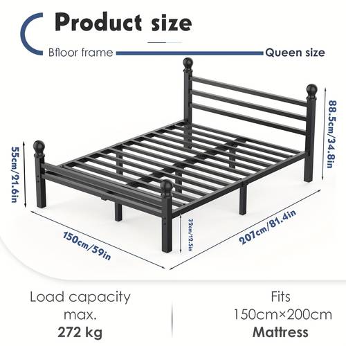 single size bed frames with headboard and footboard heavy duty foundation non slip with steel slats spring needed black