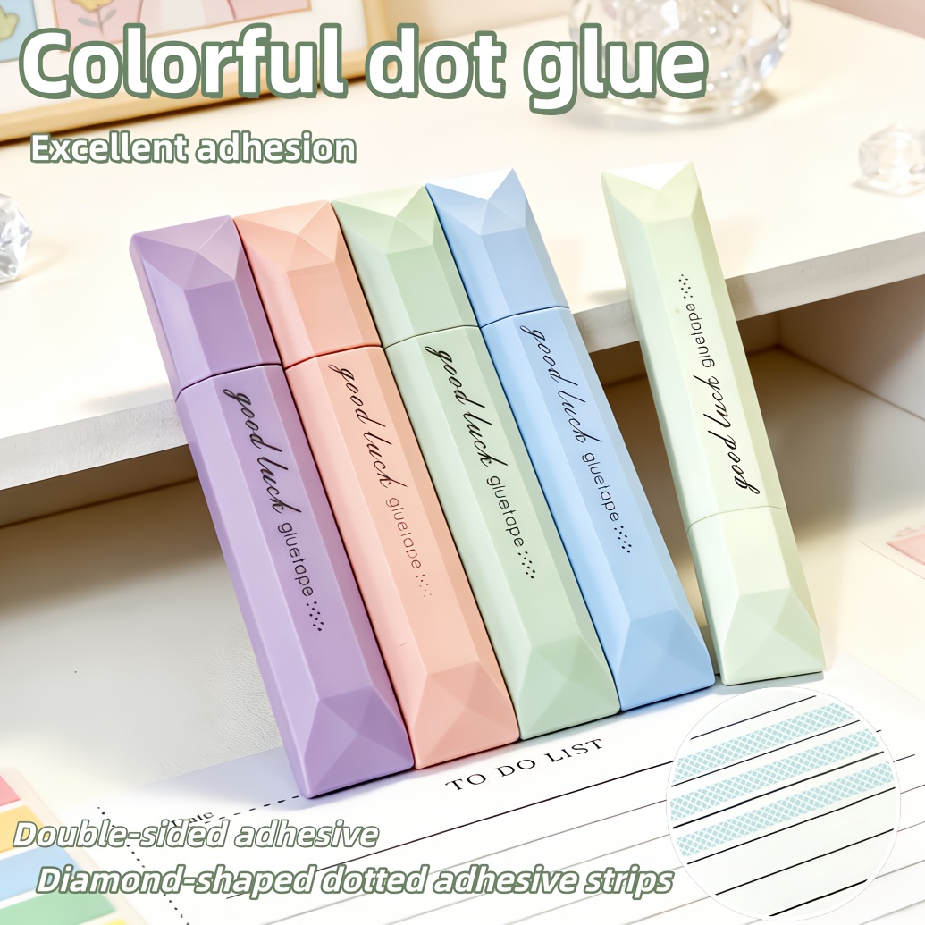 TEMU 5pcs Pen-type Double-sided Dispensing Tape - Morandi Color, Suitable For Handmade Tents, No Residue Tape, Scrapbooking, Handcrafting And Office
