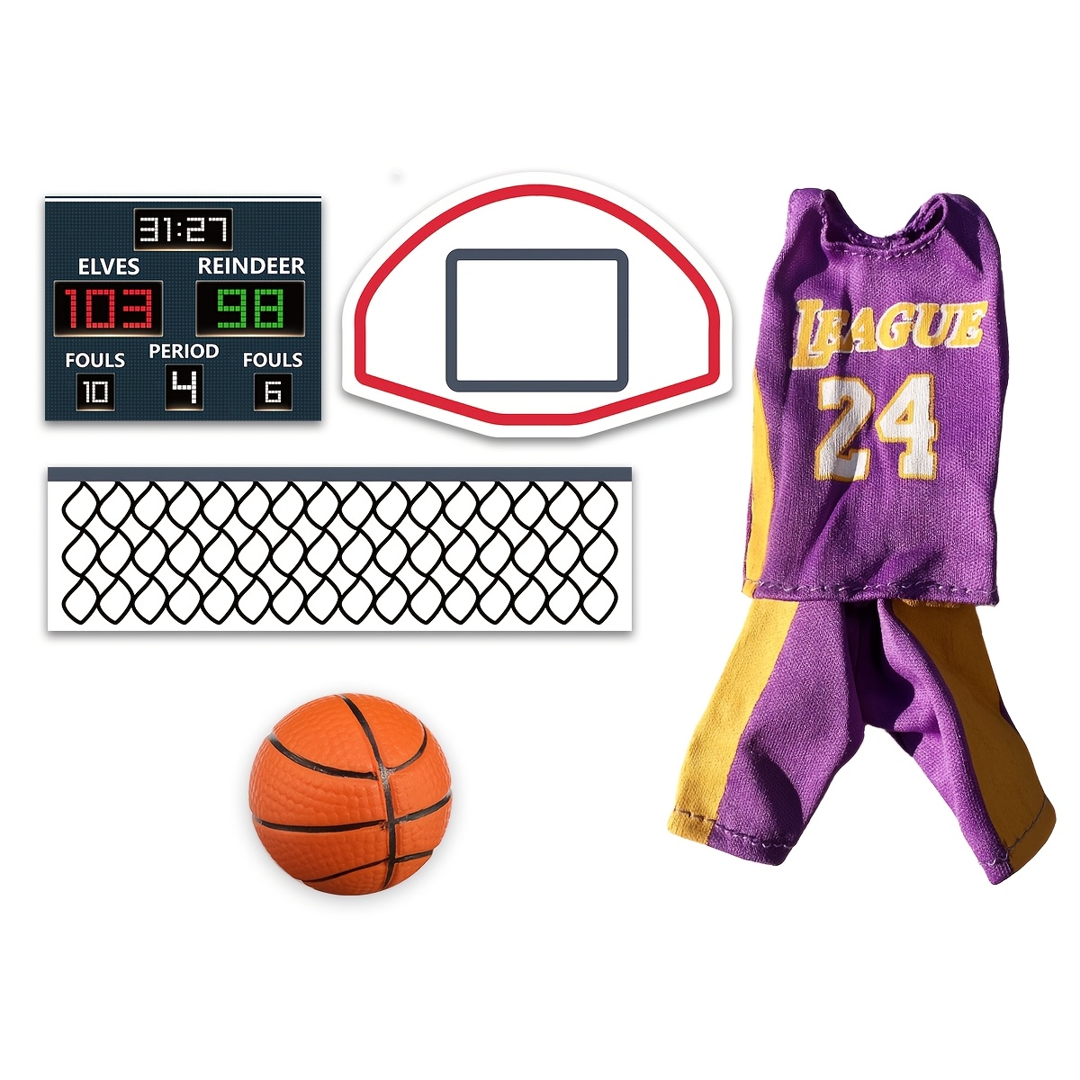 

Basketball Elf Props Set - Cute Holiday Decorations For 11.8-inch Dolls, No Power Supply Needed, Gift , Props, Ideal