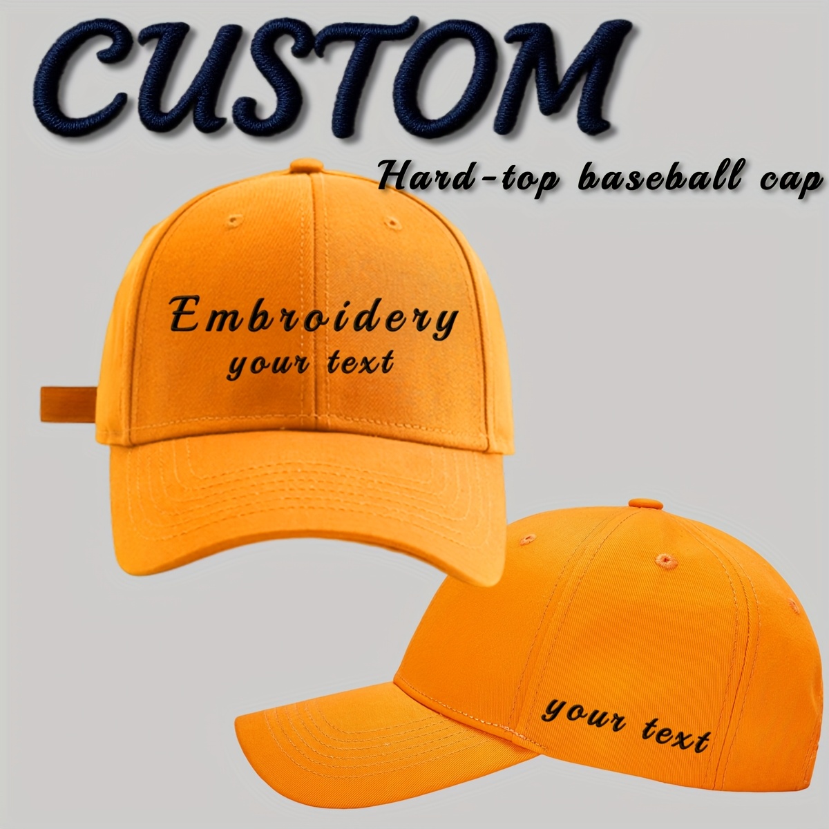 Custom Baseball Cap, Personalized Text Adjustable Hat