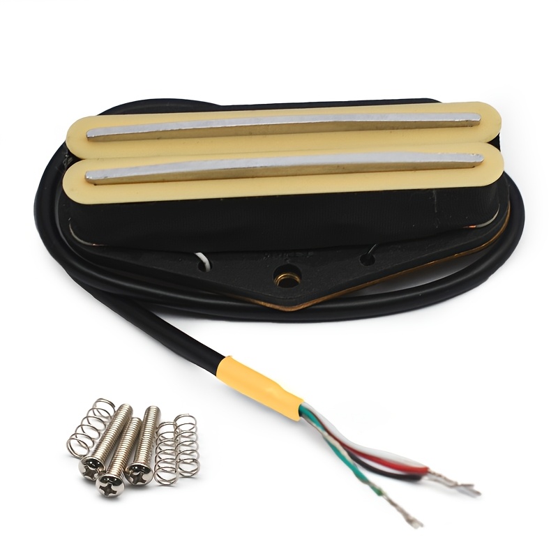 Alnico 2 Single-Coil Electric Guitar Bridge Pickup, 4-Conductor, Hot Rail Humbucker, 9K Golden-Plated Magnet Wire, Metal Construction, with Non-Magnetic Cover, for Uncharged - Black/White/Red/Yellow, Instrument Parts, Highoutput Pickup, Durable Pickup, Precision Wound Coil, Humbucker Pickup, DIY Guitarists, Professional Musicians