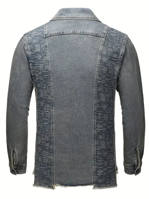 남성용 캐주얼 데님 셔츠 - 면 혼방, 긴 소매, 가슴 포켓이 있는 버튼업, 세탁기 사용 가능