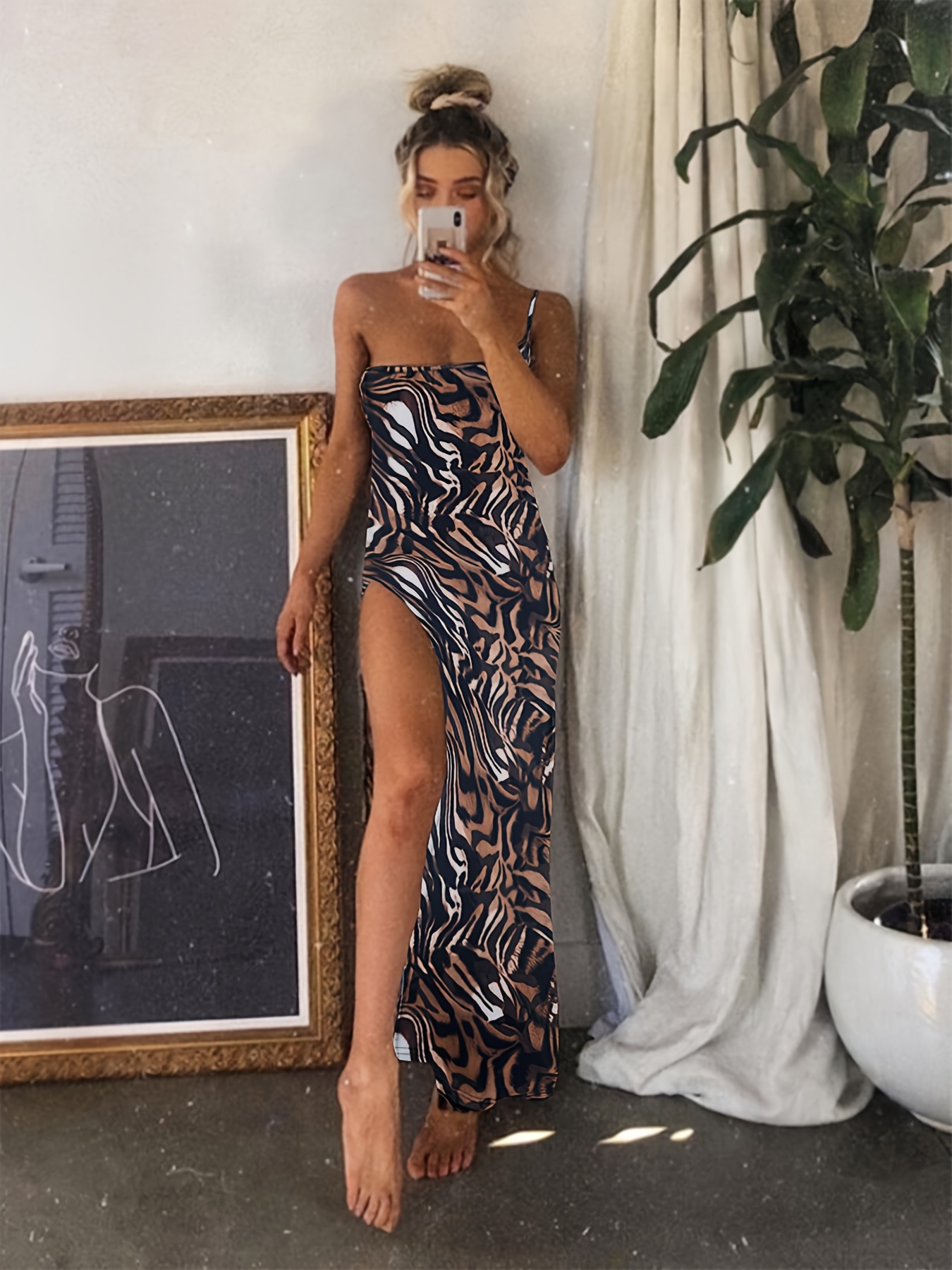 *-*lder Zebra Print Bodycon Dress with High Slit - * * Wear, Adult Size,  Casual Dressing | Zebra Print Dress | One *
