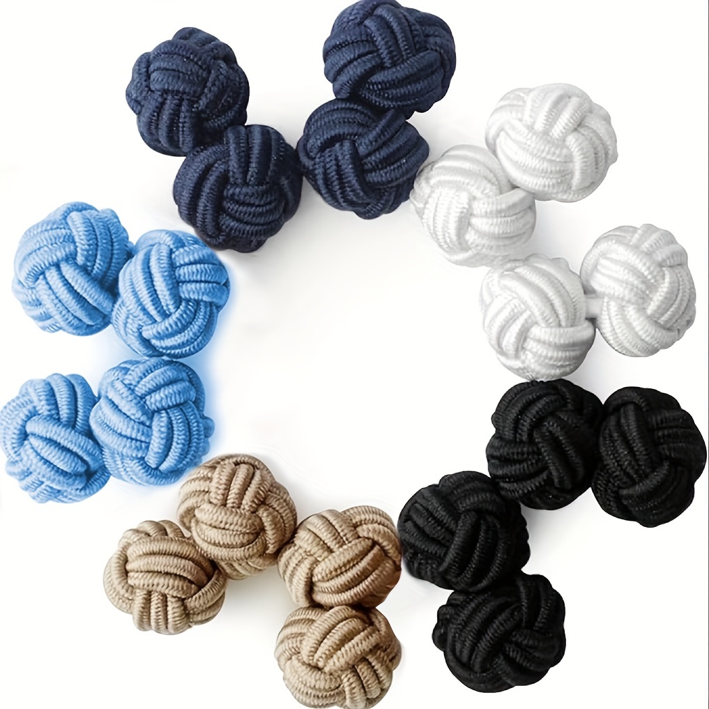 

5 Pairs/set Nylon Knot Fabric Cufflinks, Short Pattern, For Men And Women Shirts, Gifts For , Work, Meetings, , Parties And Festivals