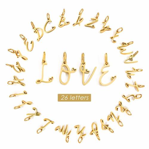 1pc new diy letter pendant accessory stainless steel bracelet necklace with english alphabet charms