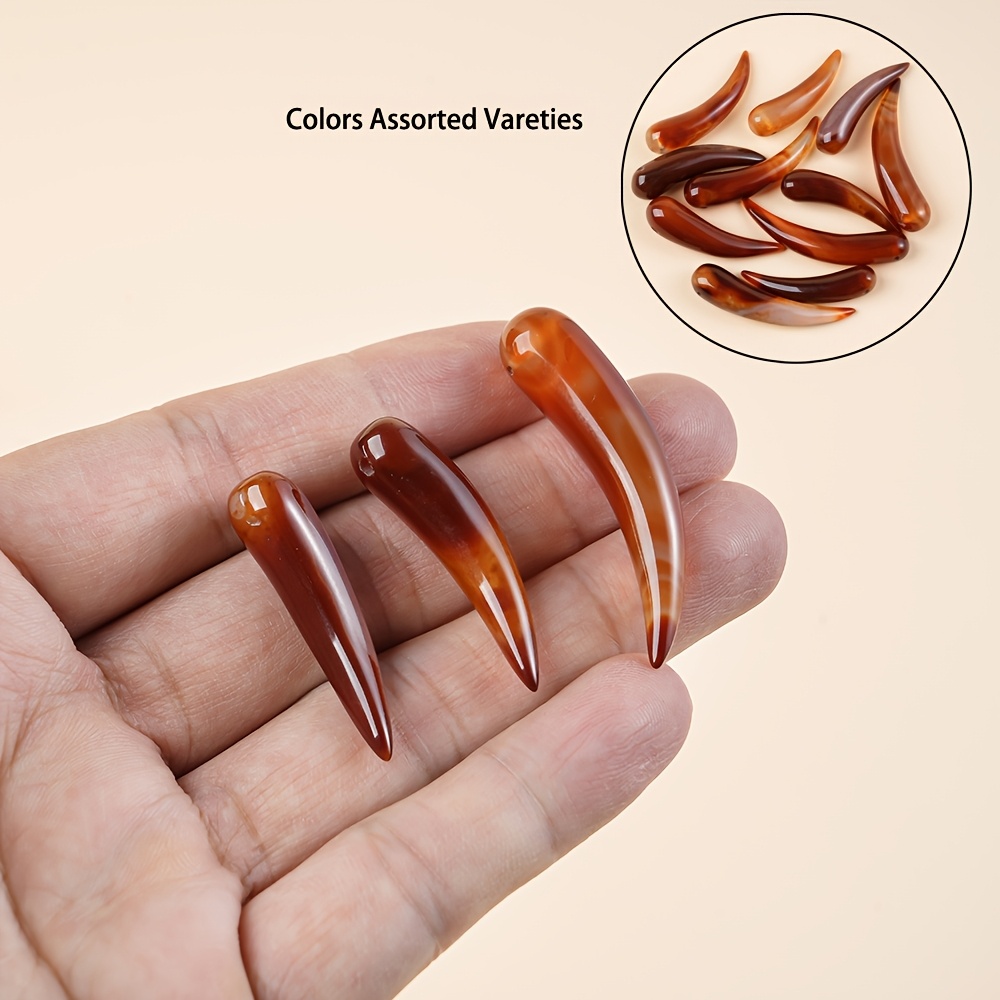 TEMU Ciondolo 2 pz/3 pz Dente di Tigre in Naturale, Accessorio Versatile Fai da Te per Gioielli a per Bracciali e Collane, Regalo per Lui a San