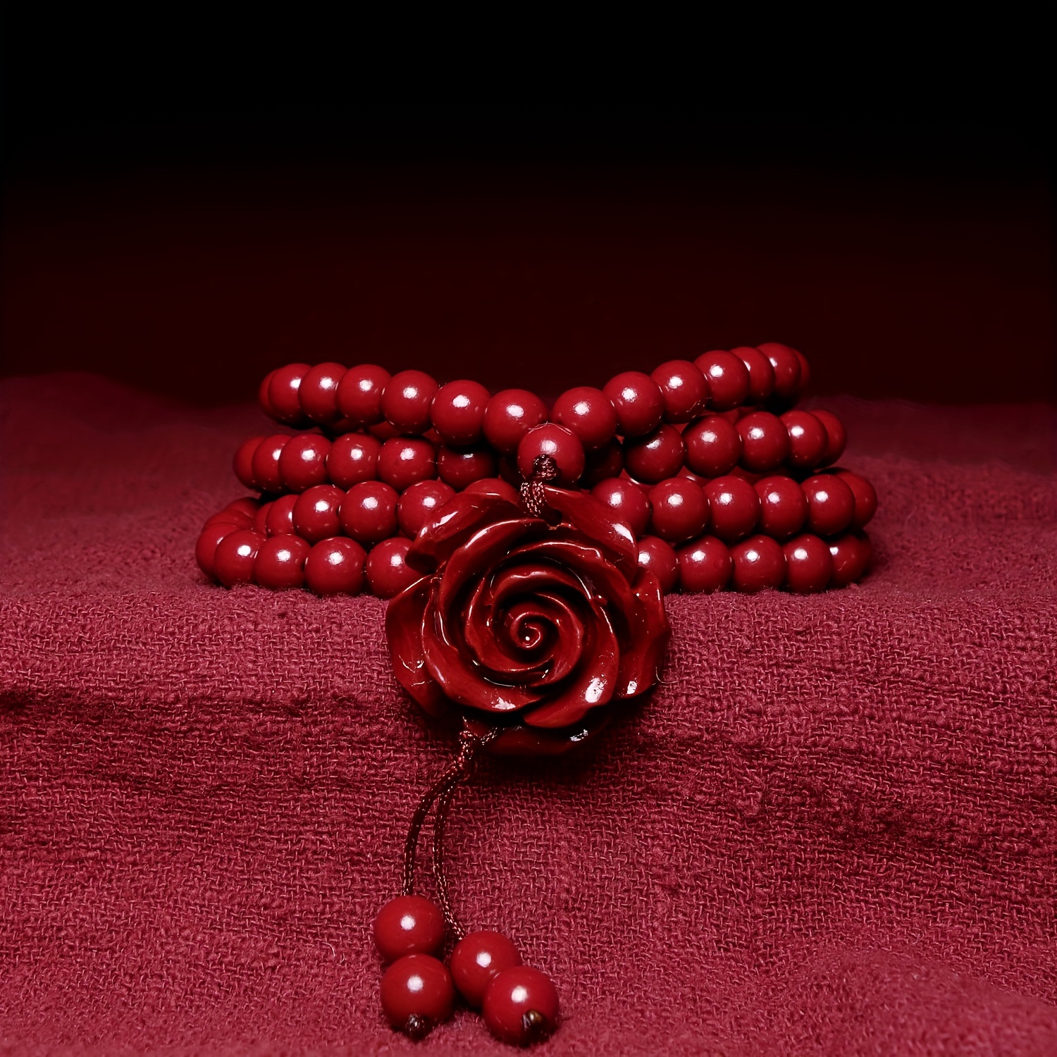 TEMU Bead Necklace With Exquisite Rose Pendant - Unisex Couple's Jewelry, Natural Glossy Finish, Durable Metal, Perfect Gift For Anniversaries & Special Occasions