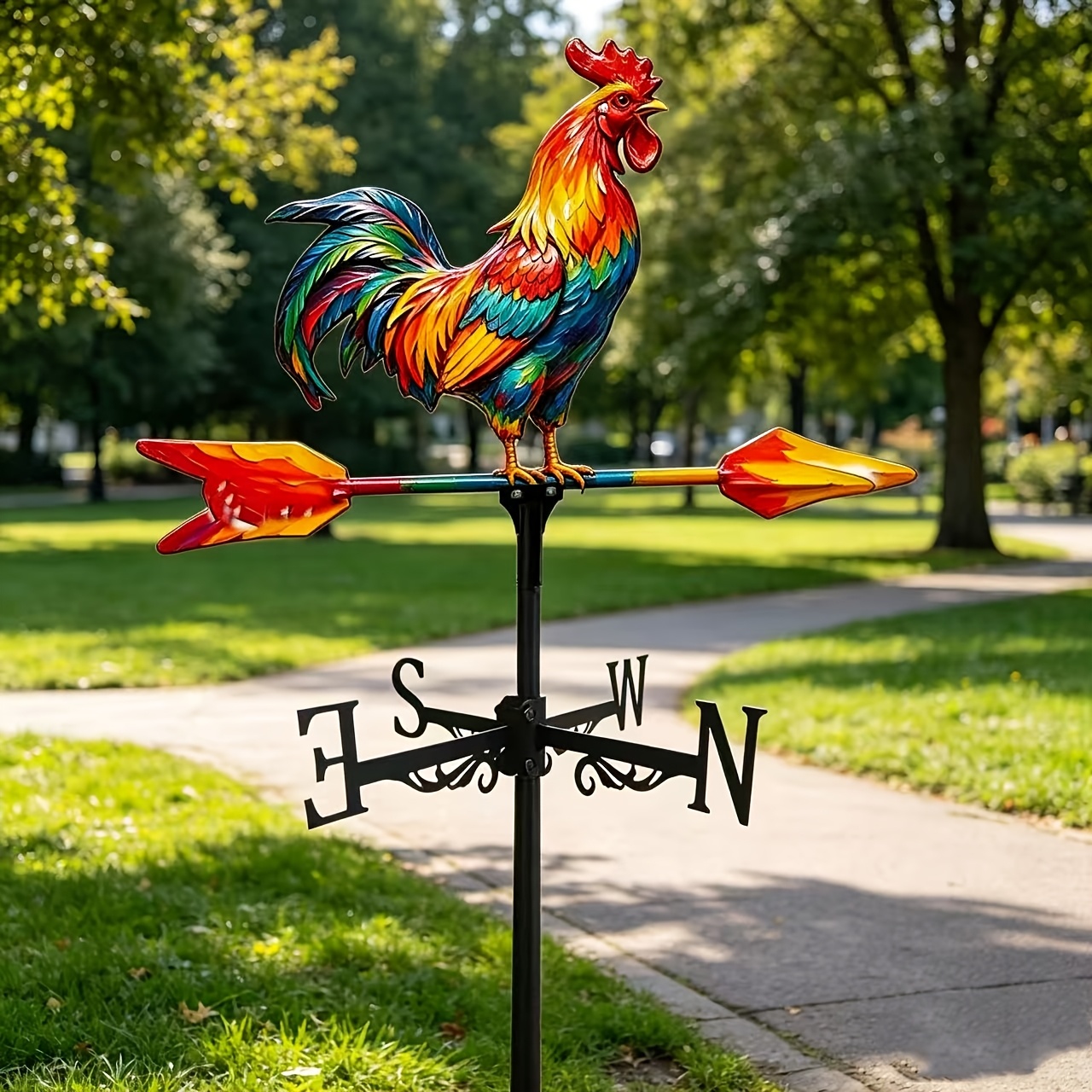 E-shop bunte Hahn Windmühle Metall, Bauernhaus Zaunpfosten/Gewächshaus Scheune/Park Straßenrand/Garten Terrasse Universal, Outdoor Hof Dekorationen