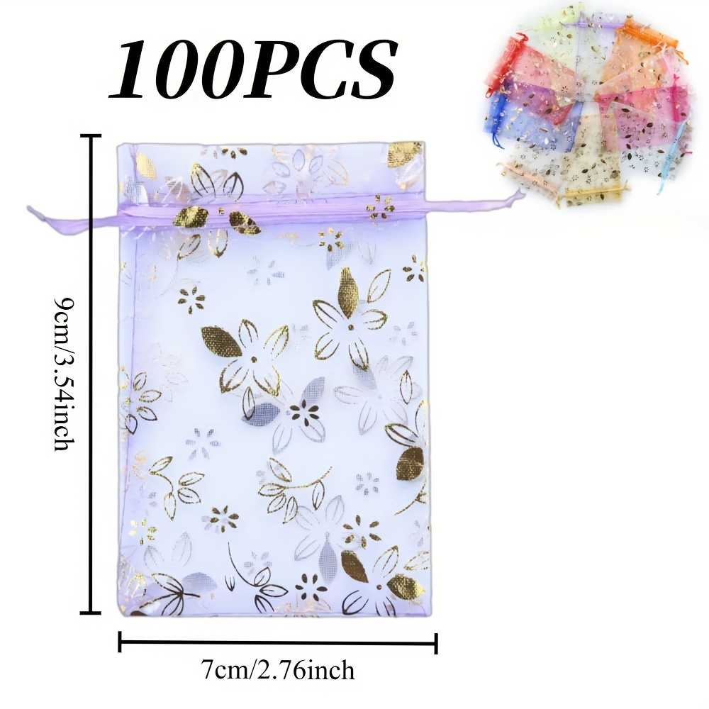 TEMU Gift For Her/him Mixed Peach Pattern Drawstring Transparent Gauze Bag Jewelry Gift Gift Bag Gift Bag Party Valentine's Day Christmas Gift Bag -