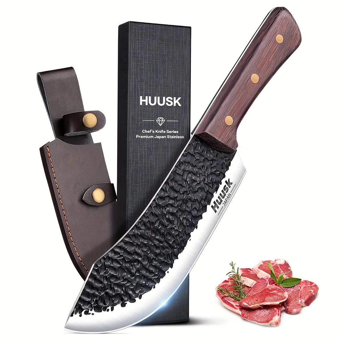 

Meat Cleaver Knife - 7" Butcher Knife For Meat Cutting - Hand Forged Meat Knife - High Carbon Chopping Knife With Ergonomic Handle - Ultra Sharp Kitchen Chef Knives For Home Outdoor Bbq