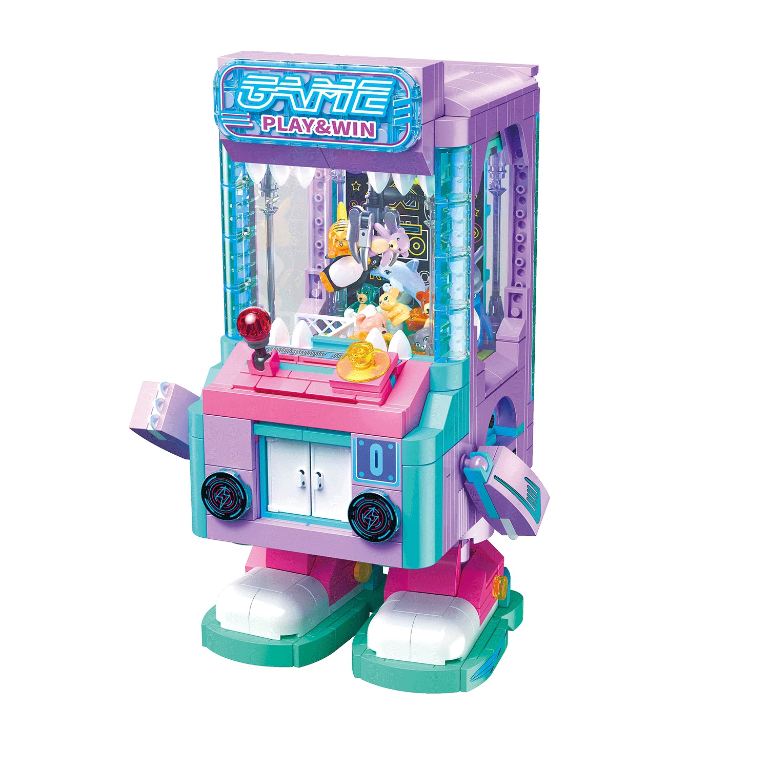 TEMU ブロック組み立てクレーンゲーム - 組み立ておもちゃ、男の子と女の子の誕生日プレゼント、アーケードモデル置物