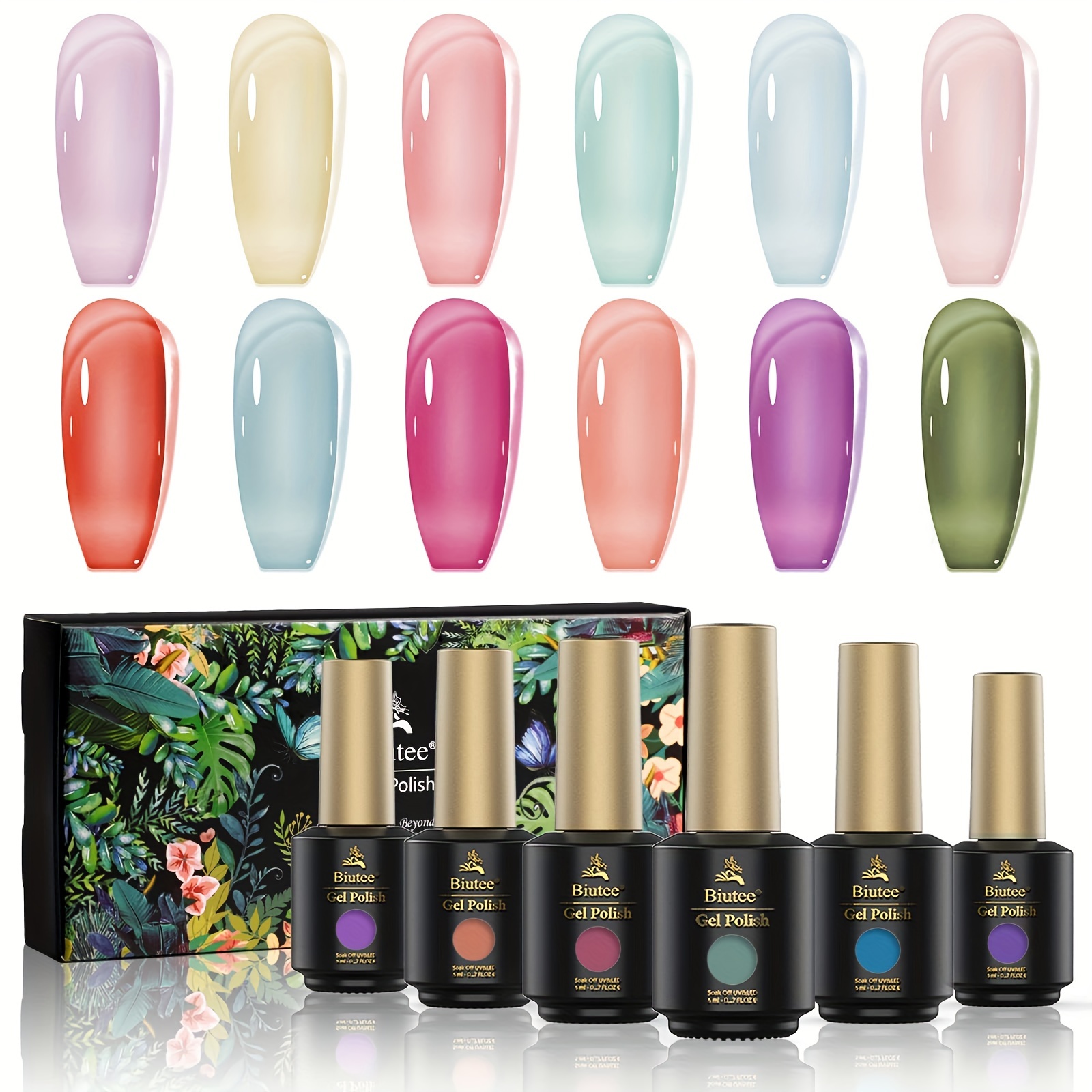 TEMU Nail Polish Transparent Gel Polish Pastel Translucent Gel Nail Polish Jelly Gel Polish Uv Sheer Gel Polish Sunshine Color Changing Soak Off Nail