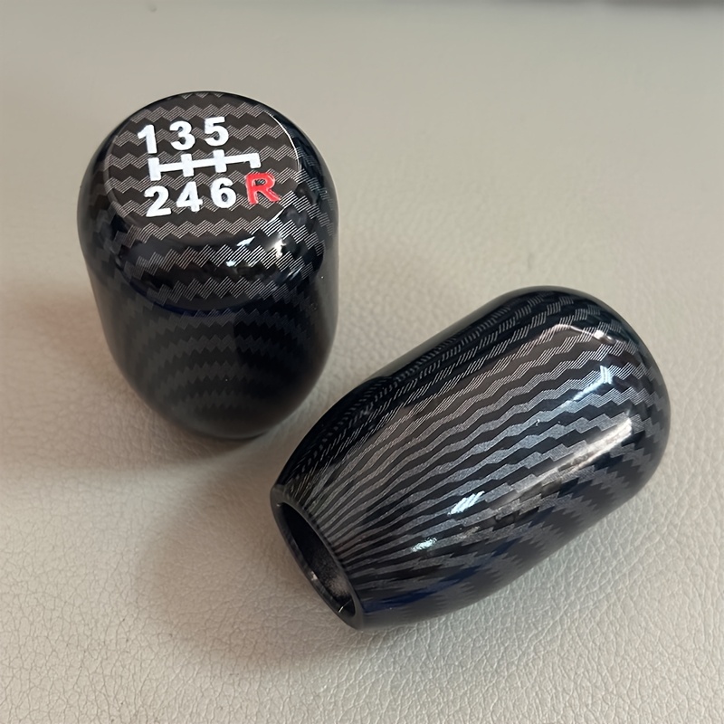 TEMU 5/6- Gear Shift Knob, Aluminum Alloy Car Gear Shift Head, Carbon-colored Control Handle, R-shifter On The Lower Right, Includes Adapter