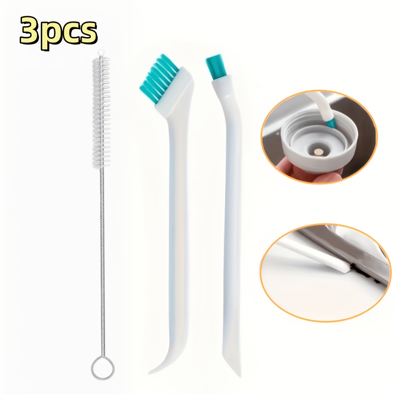 TEMU Ensemble de 3 brosses de styles différents : une brosse pour tasse, une brosse pour bouteille et un nettoyeur de recoins à long manche. Inclut
