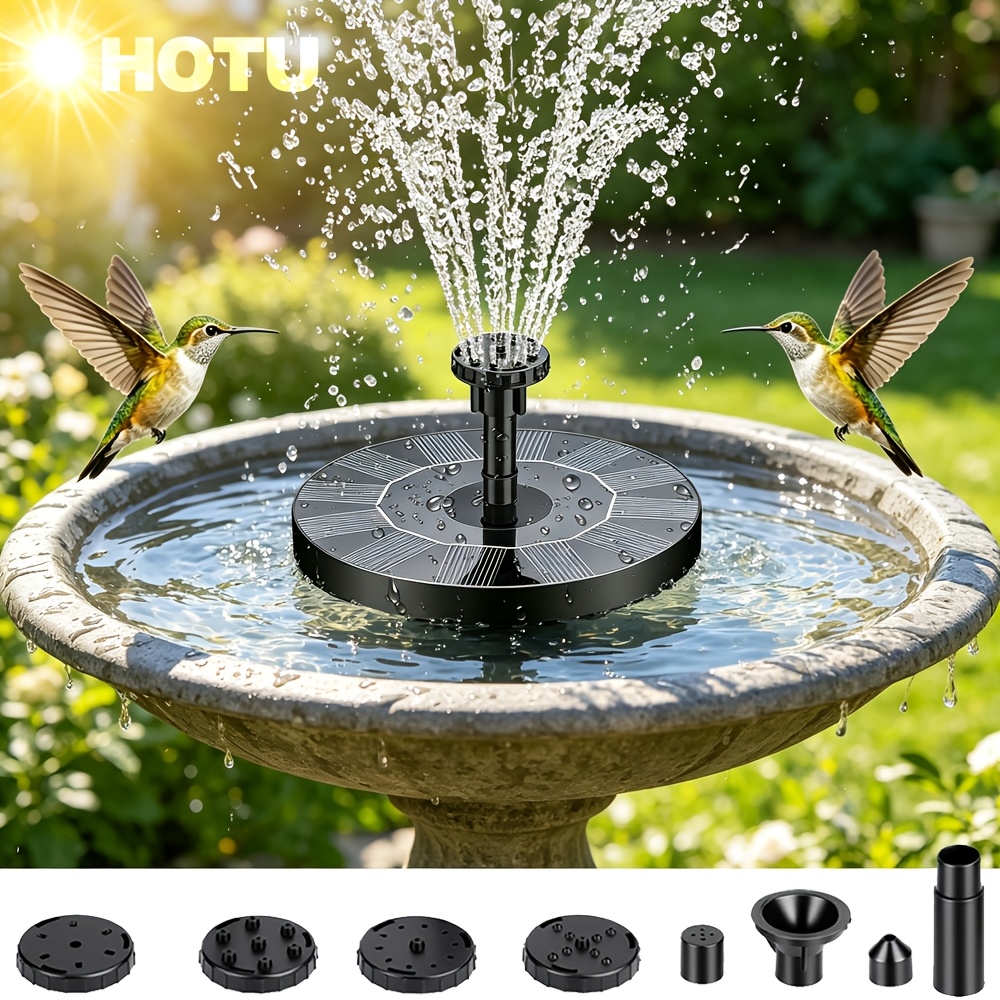 2 3w solar fountain for bird bath with 6 replaceable nozzles ipx8 water fountain outdoor garden floating design fountain pump suitable for bird baths   fish tanks aquariums and outside landscape decoration