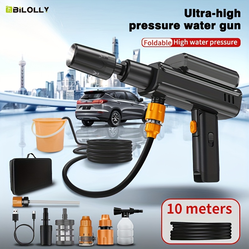TEMU Pulvérisateur de lavage de voiture , buse de pression d'eau réglable, pistolet de nettoyage haute pression monté sur voiture, outil de nettoyage