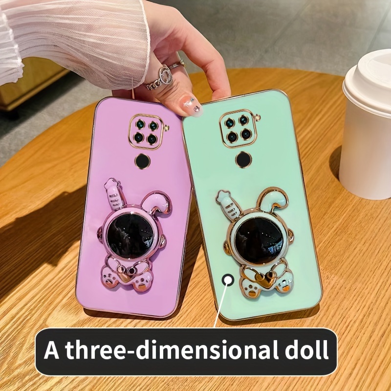 

For Redmi Note 9 4g/redmi Note 9s 4g/redmi Note 9 Pro 4g 's Fashion Electroplated Shockproof Stereoscopic Fashionable Space Rabbit Stand Phone Case