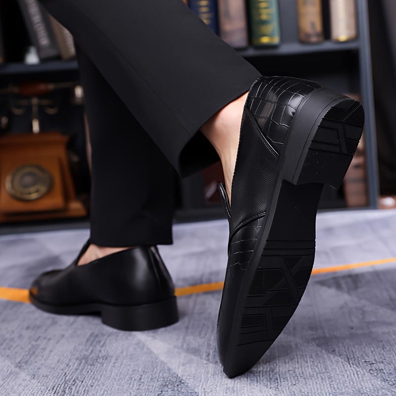 zapatos de vestir negros elegantes para hombre - antideslizantes, duraderos, fáciles de poner, con   acolchado, punta redondeada y   de goma para   o   casual, calzado casual de negocios | zapatos elegantes |   de goma   6