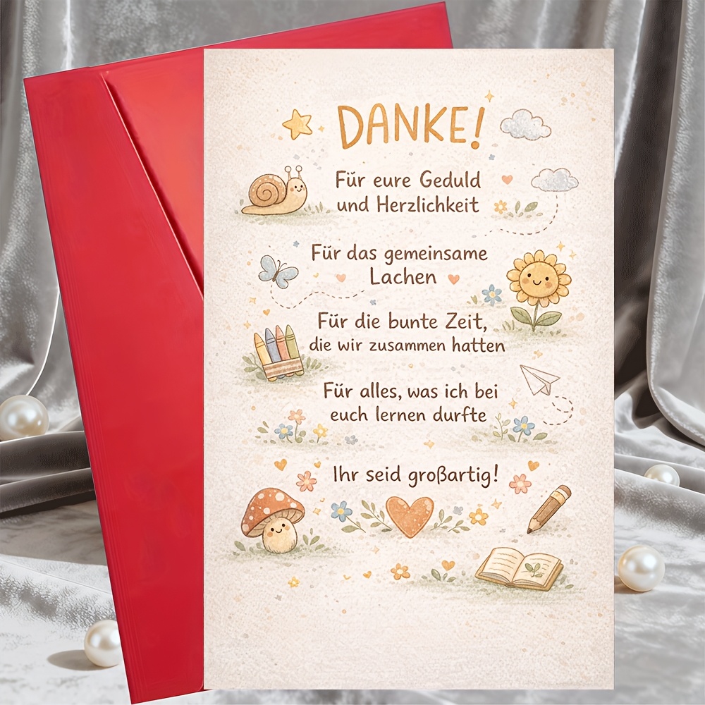 Image of 1 Greeting Card + 1 Envelope Thank You Greeting Card Cute Floral Appreciation For Teacher Mentor Coworker Friend Graduation Farewell End Of Office Team Gift Card Blank Inside Greeting Card